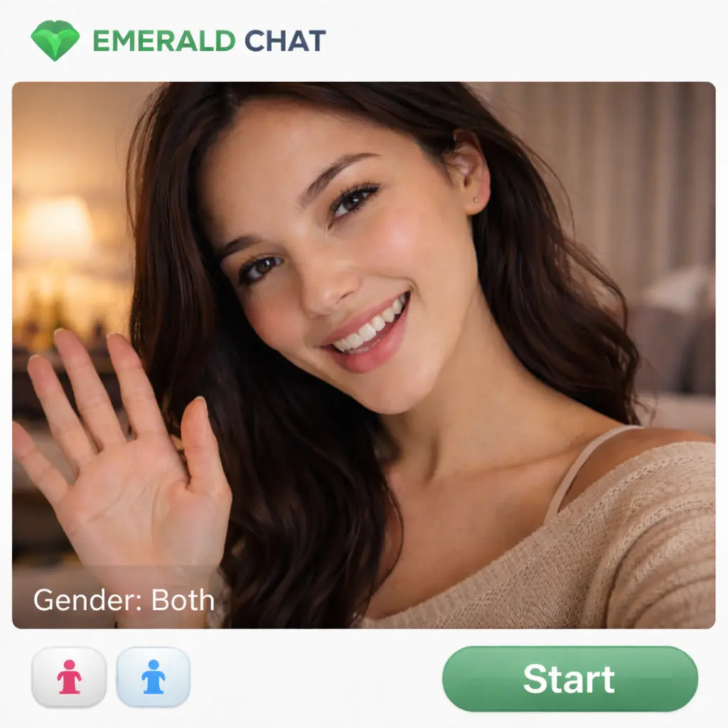 Emerald Chat window showing user matching, recommended as a safe Omegle alternative