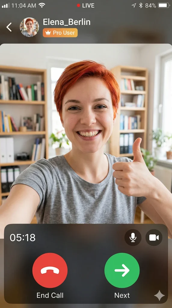 Incoming video chat call screen showing a smiling girl, illustrating the mindset shift needed to avoid awkwardness